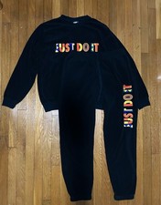 Nike Sportswear Reissue Crewneck Fleece Sweatshirt M Black Pants L Matching Set