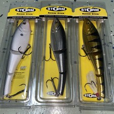 3 Storm Jointed Kickin' Stick Swimbait Fishing Lure Shad Black Perch Chrome 8"