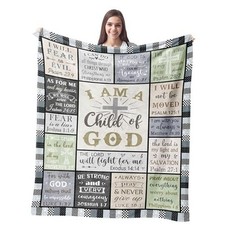 Christian Gifts for Men Women Blanket - Inspirational 60"x50" Christian - Grey