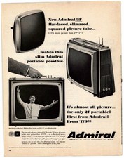 Admiral 21" Portable TV Vintage 1960s Magazine Ad Flat Screen Television AD013