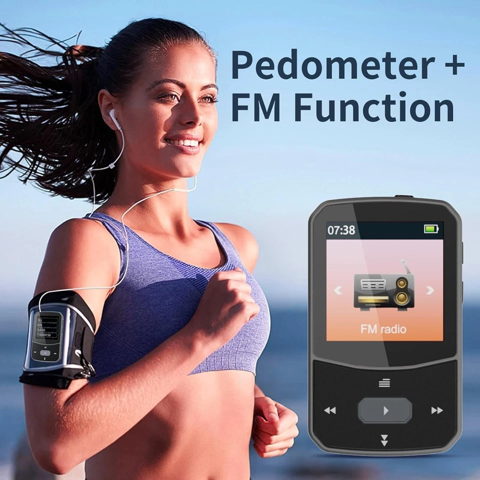 MP3 Player Bluetooth Sport 64 GB mit Clip, HiFi Sound, Radio, Schrittzähler X91 - Bild 3 von 4