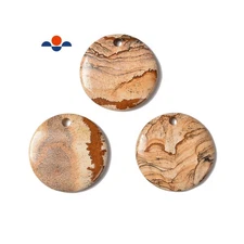 Natural Picture Jasper Flat Back Round Pendant Size 48mm Sold per Piece