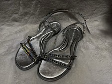 Alexander McQueen Silver Strappy Ankle Strap Studded Spike Sandals EU 37