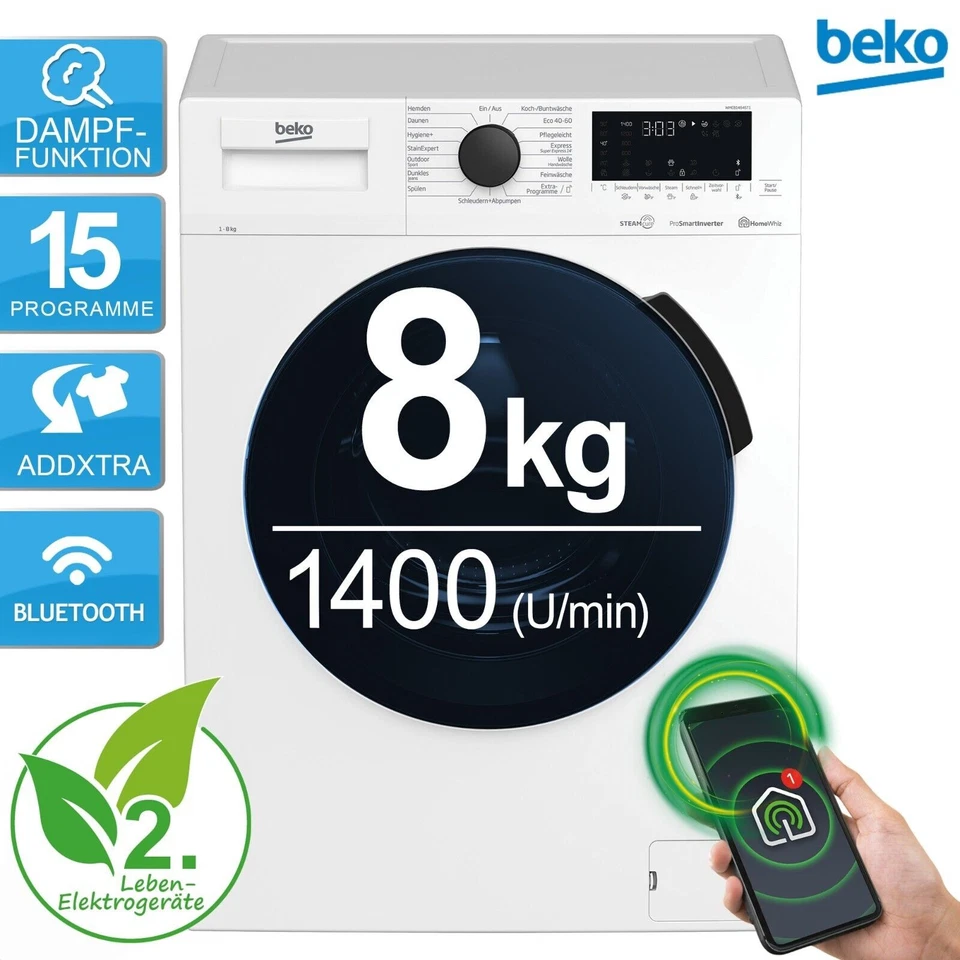 BEKO WMC81464ST1 Waschmaschine Frontlader 8 kg RO_WMC81464ST1_R