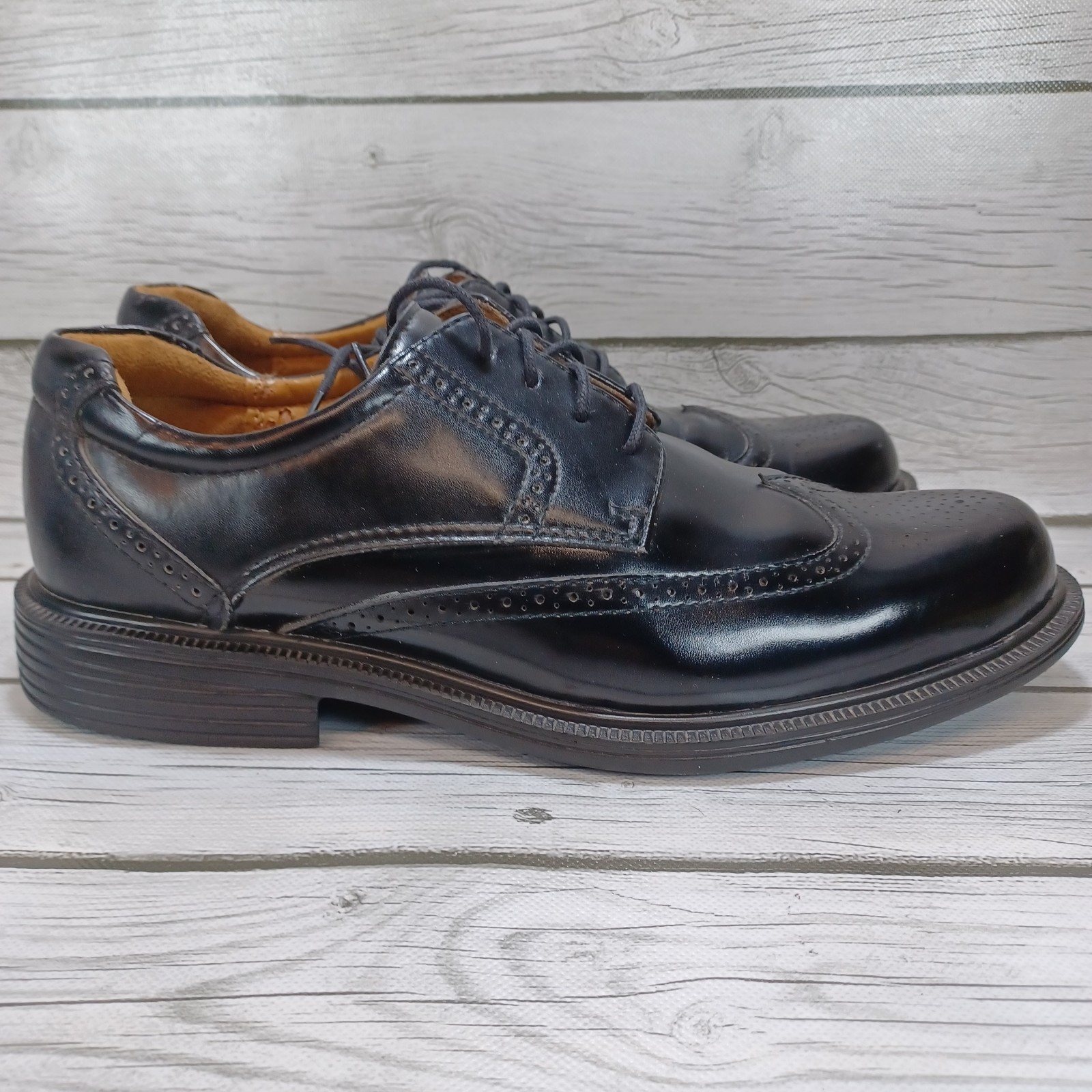 SAOLA Scarpe eleganti Croft & Barrow da uomo 9 1 2 Hoffman in pelle nera con punta alare 73277 nere