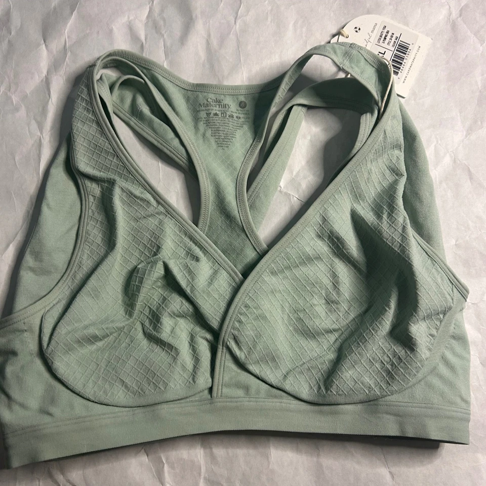 Sujetador de yoga para bombeo de loto verde salvia Cake Maternity espalda cruzada paquete XL Foto 2 de 4