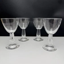 (4) Steuben 7980 Teardrop Wine Glasses 5" Vintage Art Glass Barware