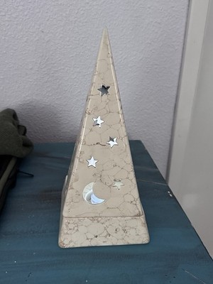 Partylite  Pyramid Galaxy Tealight Candle Holder Moon and Stars Retired 10''
