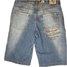 SEAN JOHN Baggy Wide-leg Shorts Y2K Hip-hop Skater Light Wash Grunge Men 38x16
