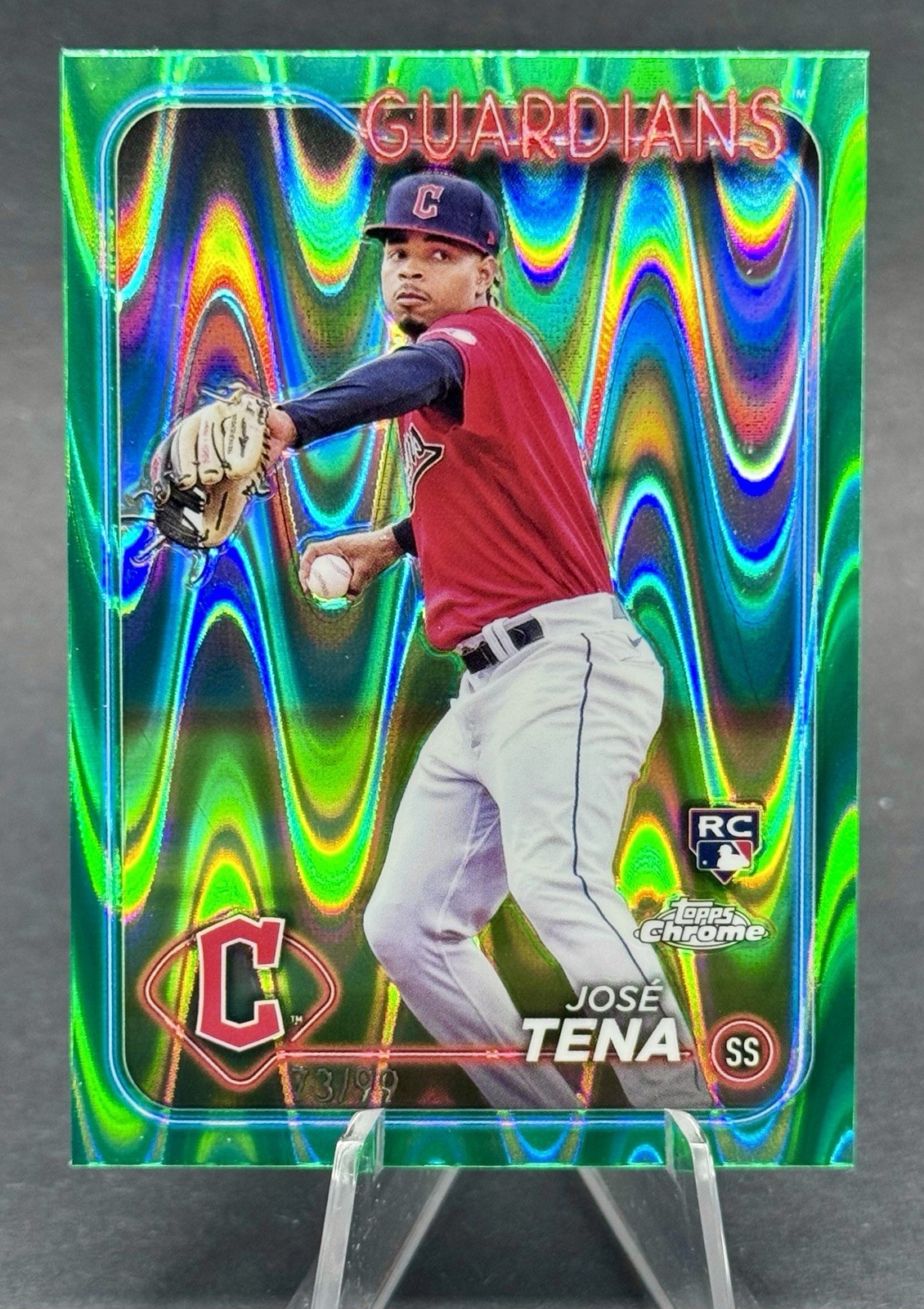 2024 Topps Chrome #29 Jose Tena Rookie Green RayWave Refractor /99 Guardians RC