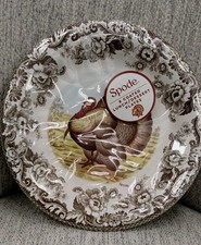 Spode THANKSGIVING WOODLAND TURKEY LUNCH DESSERT PLATES paper NEW set 8