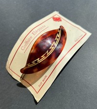 Unused French Deco Tortoiseshell and Gold 1940s Hair Clip