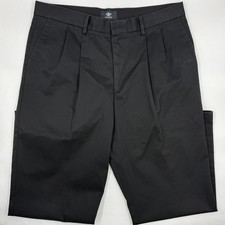 Dockers Men's Pleated Classic Fit Dress Pants 36/30 Black 100 Cotton Straight