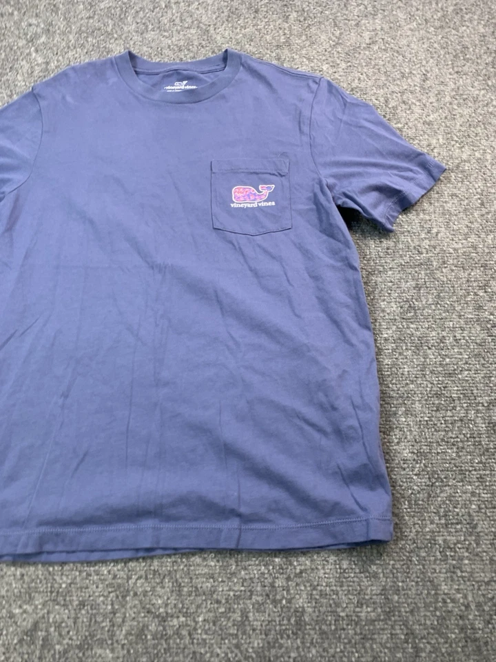 Vineyard Vines Shirt Girls Large 16  Blue Short Sleeve Crew Neck Pocket - Image 3 of 4