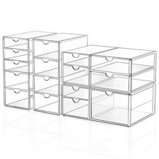Makeup Drawer Storage Organizer with 16 Drawers, 4 Set Acrylic Office Desk Or...