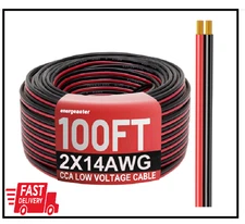 14 Gauge Wire 100FT, 2 Conductors Electrical Wire Red Black Cable, Low Voltage