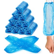 RAINFLOW Disposable Arm Sleeves 100 Pcs - Blue Plastic Sleeve Protectors