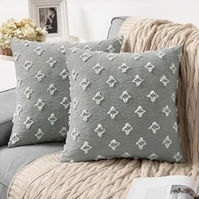 MIULEE Set of 2 Decorative Throw Pillow Covers Rhombic Jacquard Pillowcase Soft
