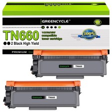 Paquete de 2 cartuchos de tóner negro Greencycle Tn660 Tn-660 Tn630 Tn-630 réplica