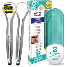 Tongue Scraper for Adults 2 Pack with Travel Case, 420 Medical-Grade 100 Stai