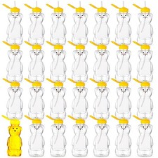 Thenshop 32 Pack Honey Bear Bottle with Straws Empty Plastic Cup Honey Jar Co...
