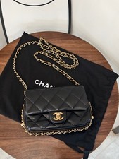 Chanel 23B Square Flap Edge Chain Black Lambskin w/Gold Hardware [Duties Paid]