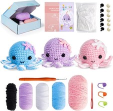 Crochet Kit for Beginners: Make 3 Cute Amigurumi Animals with Easy-to-Follow