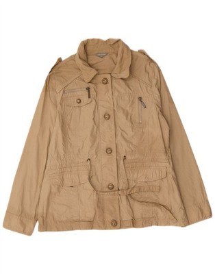 Marks & Spencer Womens Military Utility Jacket UK 16 Large Beige Cotton DA02