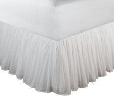 Romantic White Dust Ruffle with Split Corners - 18-Inch Drop, King Size
