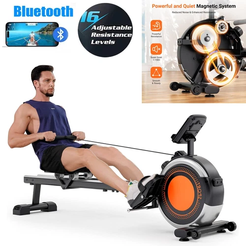 Rudergerät Fitnessgeräte Heimtrainer 16-stufiger magnetischer LCD Rudermaschine - Bild 1 von 9