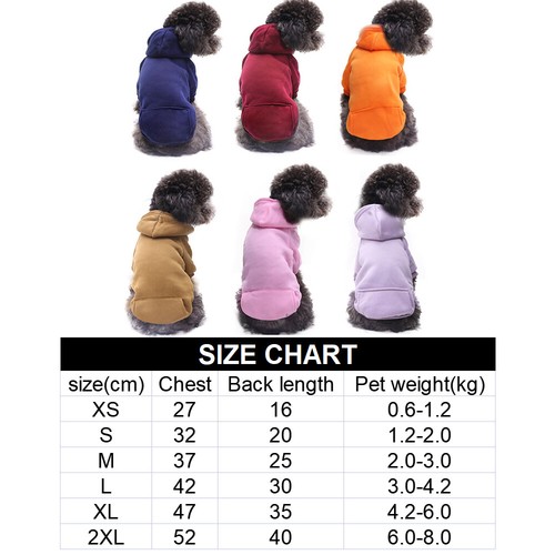 Pet Fleece Hoodie Clothes Puppy Dog Warm Jumper Sweater Coat Small Chihuahua UK - Picture 2 of 13