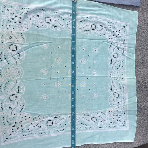 2 Vtg USA 50s Bandana Blue Paisley Western Rockabilly Handkerchief Kerchief Lot - Picture 5 of 13