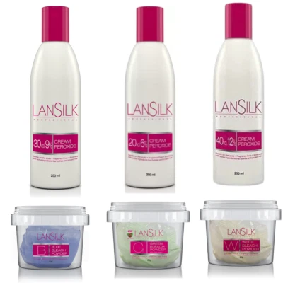 LANSILK CREAM PEROXIDE & RAPID BLUE POWDER BLEACH FOR HAIR COLOURING/HIGHLIGHTS
