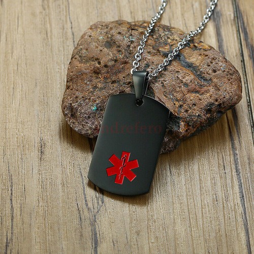HOT Personalized Engraving Necklace Medical Alert ID Tag Pendant Stainless Steel - Picture 11 of 16