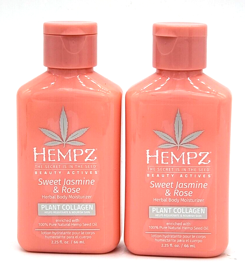 2 x Hempz Sweet Jasmine & Rose Collagen Infused Herbal Body
