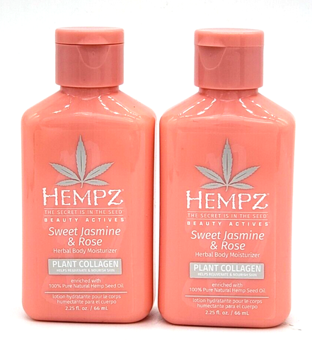 2 x Hempz Sweet Jasmine & Rose Collagen Infused Herbal Body Moisturizer 2.25 oz - Picture 4 of 4