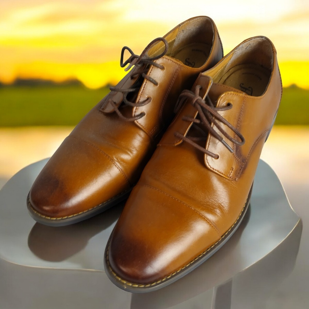 Florsheim Brown Leather Cap-Toe Oxford Dress Shoes Men display picture 3