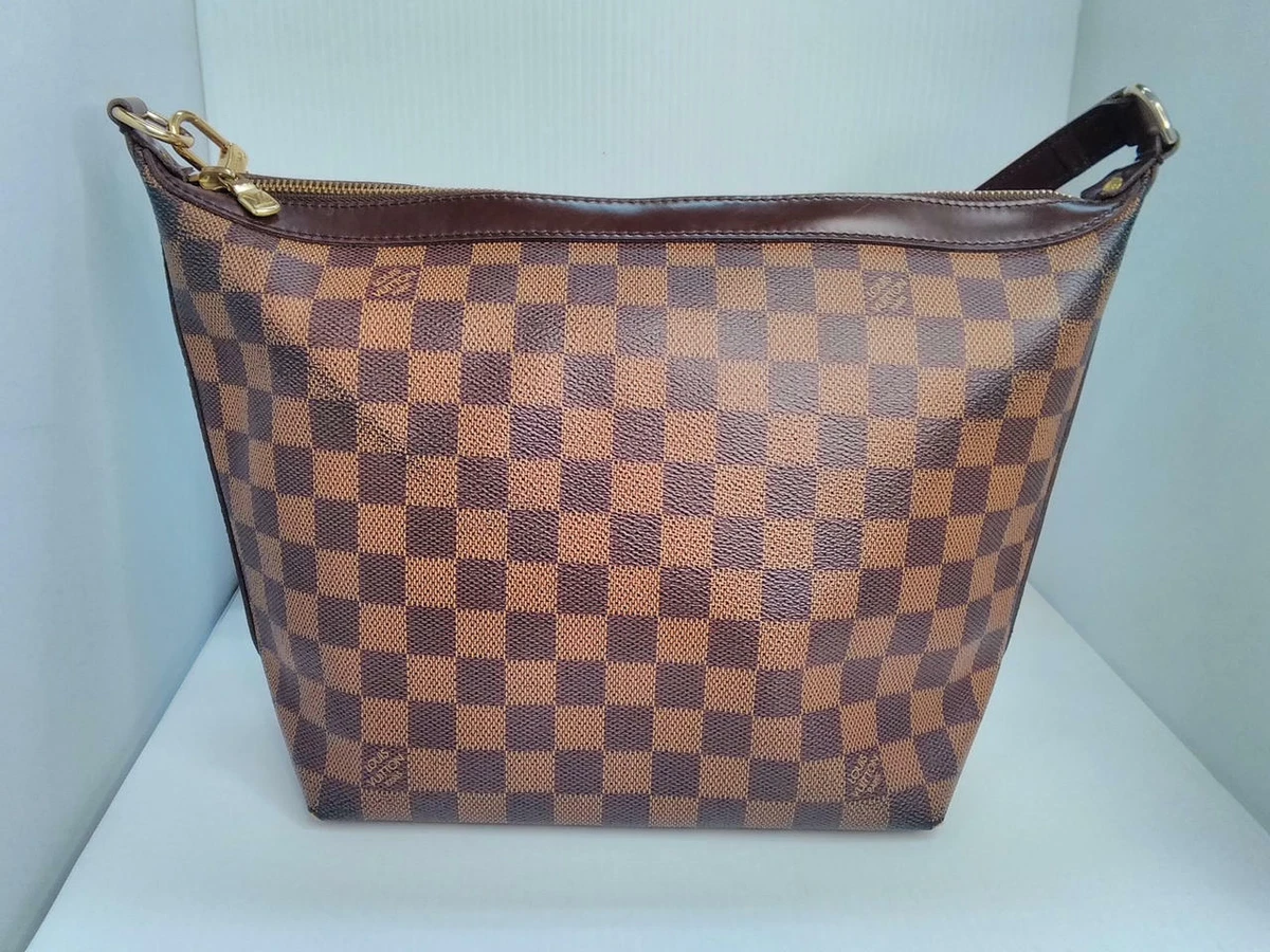 LOUIS VUITTON LV N51995 Damier Brown Leather Illovo MM Shoulder Bag Used