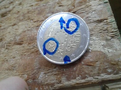 2 Euro 2015 fauté française 1985-2015 fauté surplus de metal + mal centré ,SUP - Photo 1/4