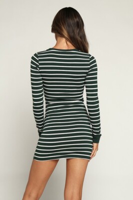 Women's Long Sleeve Striped Bodycon Fitted Stretch Casual Tunic Dress S, M,  L | eBay UK