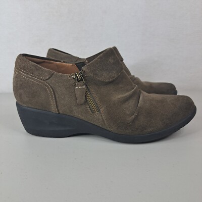 Clarks Unstructured Boots Womens US 9M Rosely Ankle Bootie 15764 Brown  Suede Zip