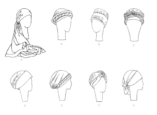 Kwik Sew Sewing Pattern All Sizes Turban Headwrap Hats Caps 7 Styles K4282 Uncut - Picture 3 of 4