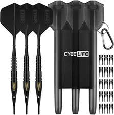 Cyeelife 18G Soft Tip Darts with Carry Case,Molded Flights and Extra Points,Prof