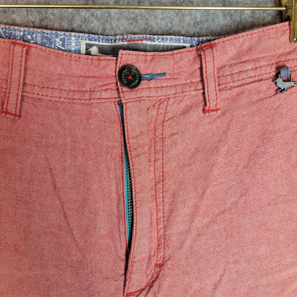 Pantalones Cortos Modernos Parque de Atracciones Brooks Desteñidos Rojo Cambray Para Hombres Cuervo Preppy Foto 4 de 4