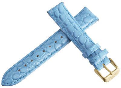 Invicta 18mm Light Blue Alligator Embossed Leather Watch Band Gold Tone Buckle