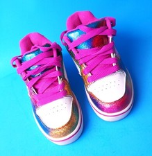 Heelys Motion Plus Size Youth 2 White Rainbow Pink Tie Dye Skate Shoe w/ Box