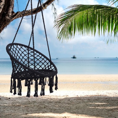 Hammock Swing Chair - Cotton Rope Hanging Chair for Outdoor & Indoor Use