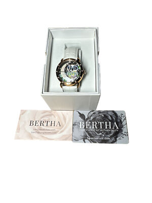 Bertha Ashley Owl MOP Dial White Leather Women display picture 2