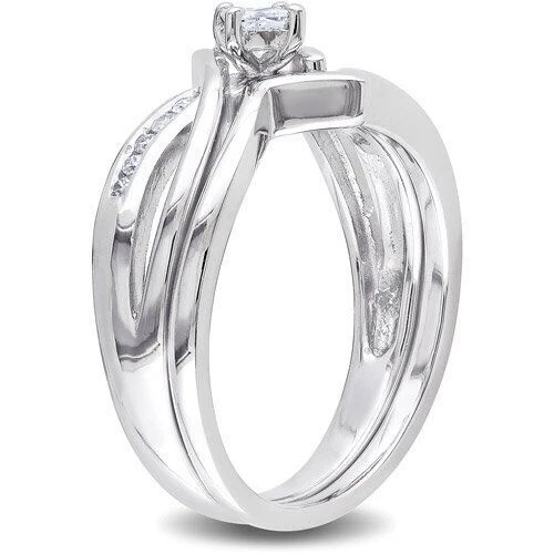 0.35 CT White Princess Cut CZ Women's Wedding Bridal Ring Set In Sterling Silver - Image 3 of 4