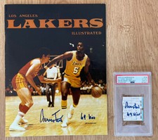 1972 JERRY WEST SIGNED LAKERS NBA RECORD 69 WINS TICKET🎟️& PROGRAM PSA💎AUTO 10
